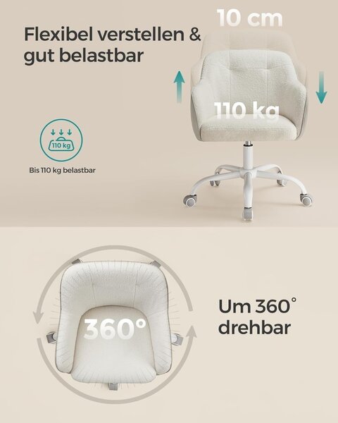Работен стол с катарама от капучино Songmics 60.8x58x96 cm