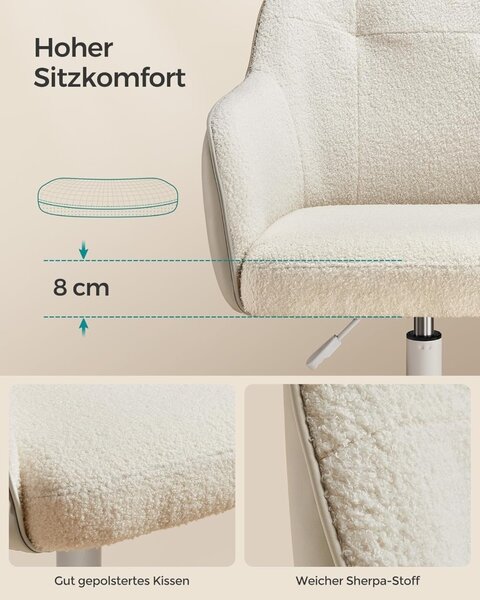 Работен стол с катарама от капучино Songmics 60.8x58x96 cm