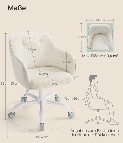 Работен стол с катарама от капучино Songmics 60.8x58x96 cm