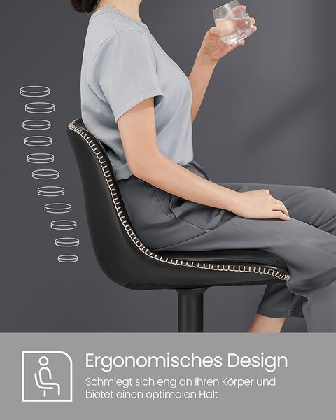 Комплект от 2 бар стола с регулируема височина Songmics Черен 38x44.5x115 см
