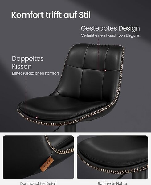 Комплект от 2 бар стола с регулируема височина Songmics Черен 38x44.5x115 см