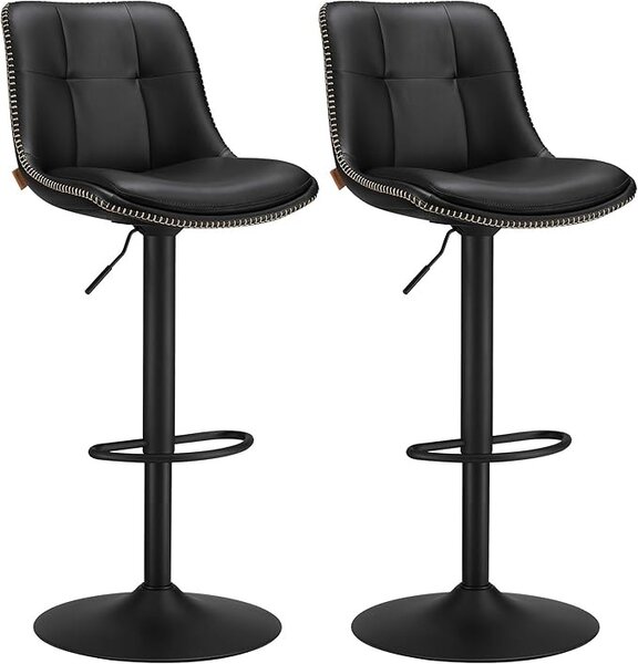 Комплект от 2 бар стола с регулируема височина Songmics Черен 38x44.5x115 см