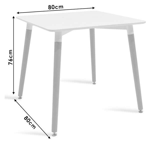 Маса Natali MDF MDF бял плот естествени крака 80x80x73 cm