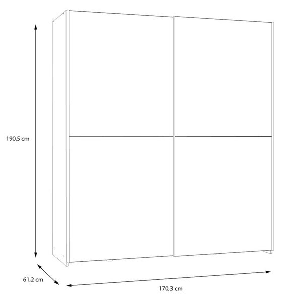 Гардероб с 2 врати Noez I White 170.5x61x190.5 cm