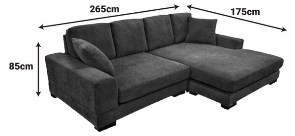 Ъглов диван Cornerdo Тъмносив 265x175x85 см