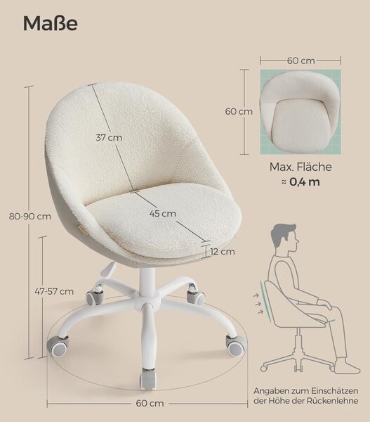 Songmics Работен стол Cappuccino boucle 56x60x93.3 cm (копие 1)