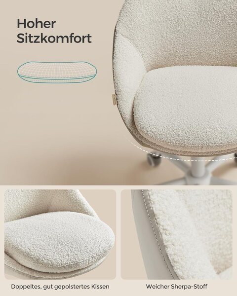 Songmics Работен стол Cappuccino boucle 56x60x93.3 cm (копие 1)