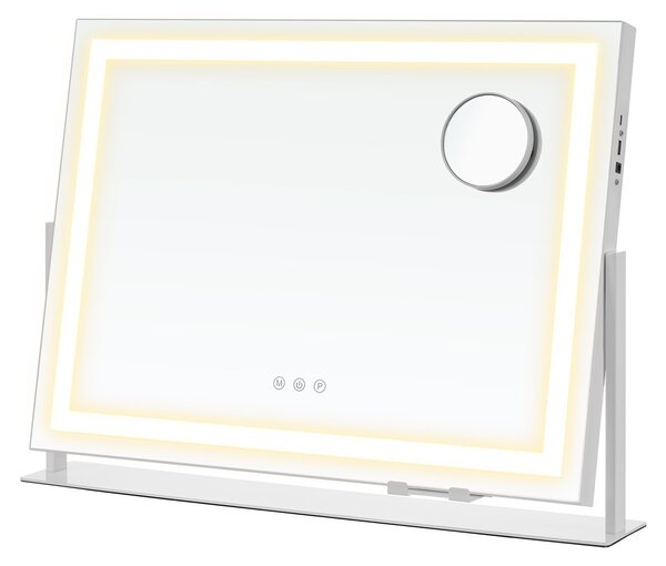 Огледало за тоалетка с LED, Songmics V2, бял, 62.5x10x45.8 см