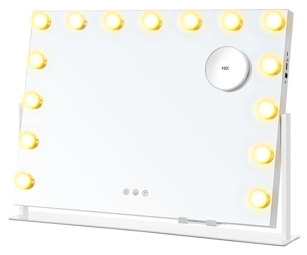 Огледало за тоалетка с LED, Songmics V1, бял, 62.5x10x45.8 см