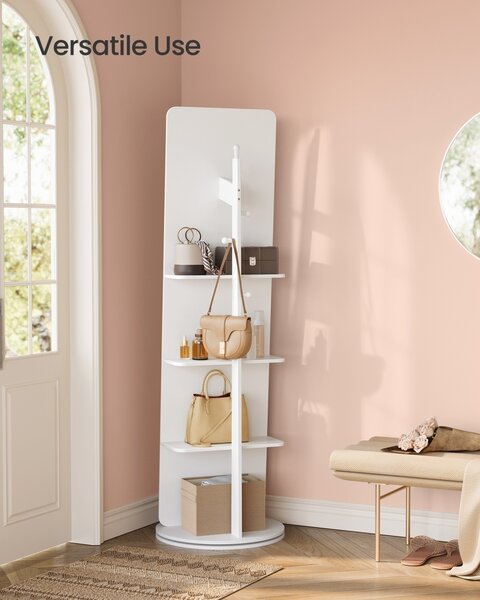 Въртящо се подово огледало Songmics Alb 45x45x163 cm