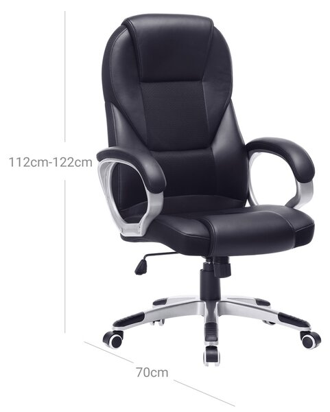 Офис стол, Songmics, черен, 67x67.3x126 см
