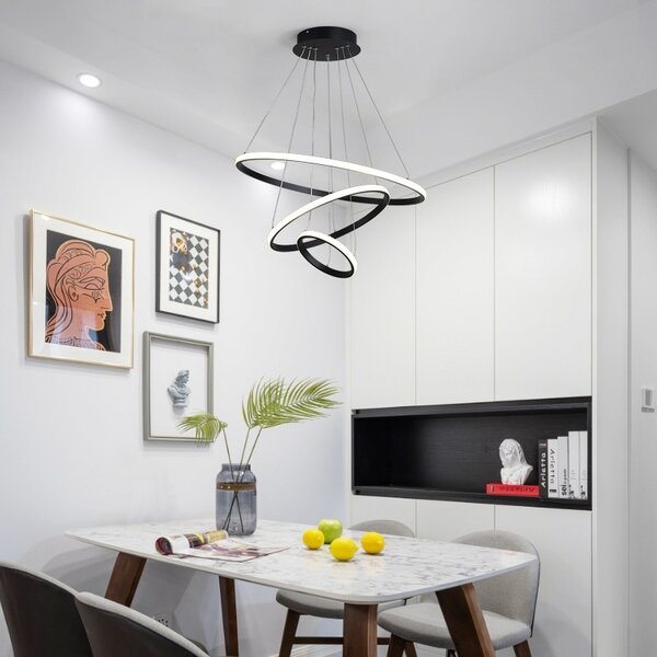 LED полилей, Rings, черен, 60x60x100 см
