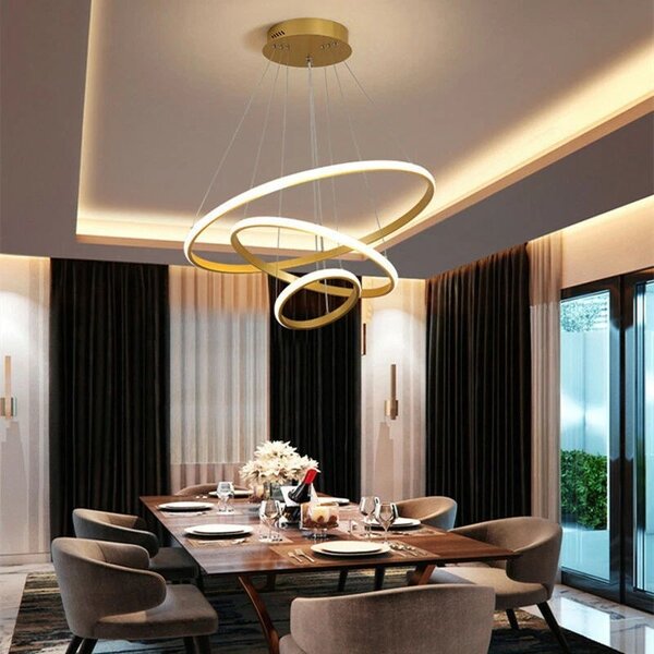 LED полилей, Rings, златист, 60x60x100 см