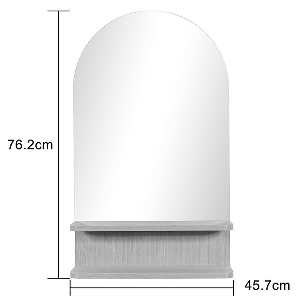Огледало с рафт, Mensola, натурален, 45.7x12.7x76.2 см