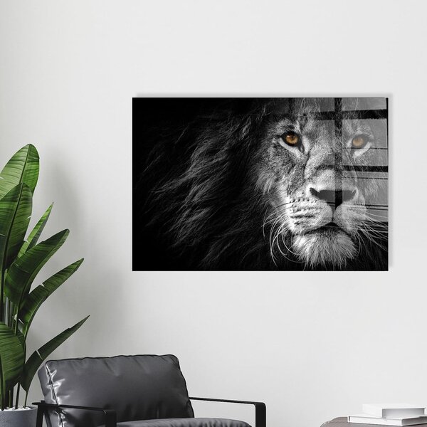 Картина върху стъкло 70x50 cm Lion - Wallity