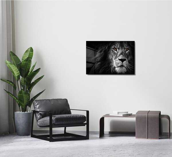 Картина върху стъкло 70x50 cm Lion - Wallity