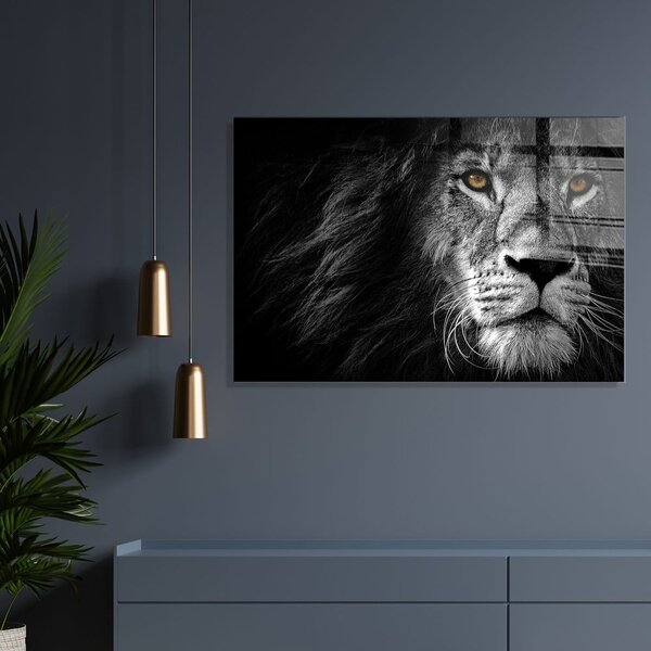 Картина върху стъкло 70x50 cm Lion - Wallity