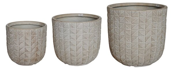Комплект от 3 декоративни саксии, Kallena, бежов, 44.5x44.5x43.5 см
