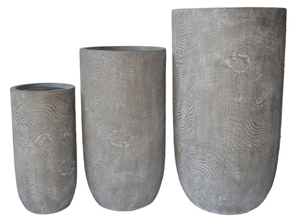 Комплект от 3 декоративни саксии, Retaila, сив, 43.5x43.5x78.5 см