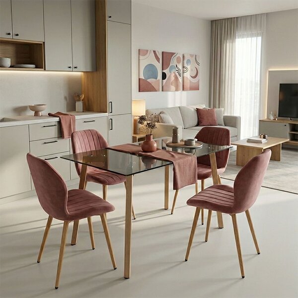 Трапезен комплект маса и столове от 5 части, Jelour - Titta, гнил мар, 120x70x75 см