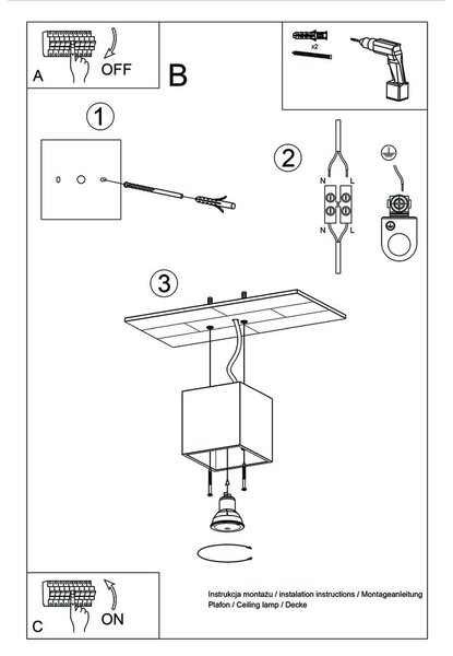 Бяло таванно осветително тяло Geo - Nice Lamps