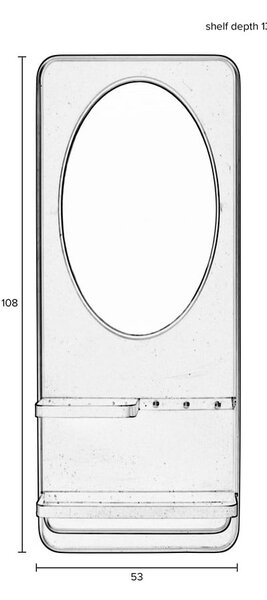 Стенно огледало с рафт 53x108 cm Pascal - White Label