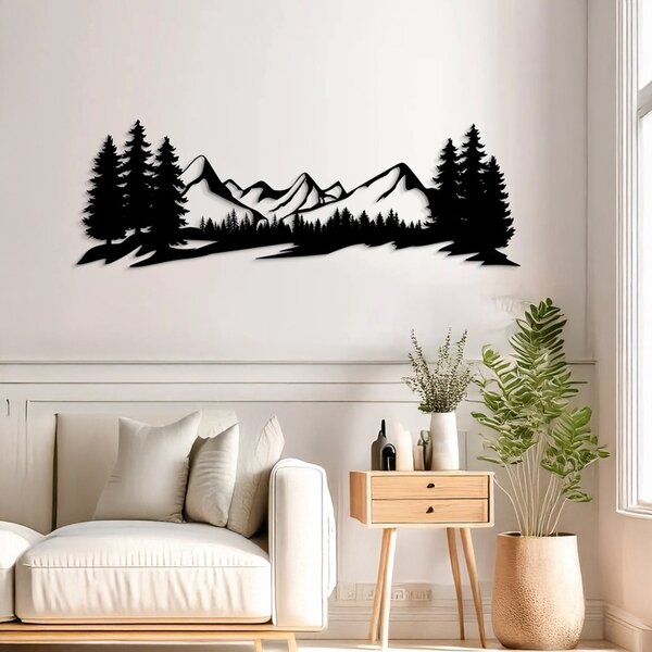 Метална декорация за стена, Mounde, черна, 0,2 x 60 x 20 см