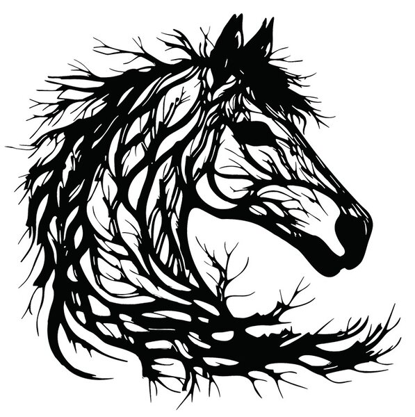 Метална декорация за стена, Horsy, черна, 0,2 x 60 x 60 см