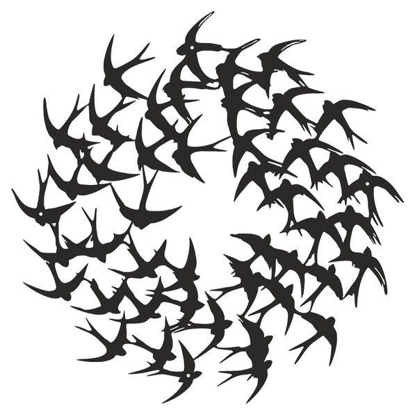 Метална декорация за стена, Swarm, черна, 0,2 x 50 x 50 см
