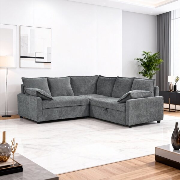 Разтегателен ъглов диван, Lounivo, антрацит, 215x215x84 см