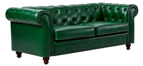 Двуместен диван в стил „Честърфийлд“, Chesterfield, Pako, тъмнозелен, 160x67x84 см