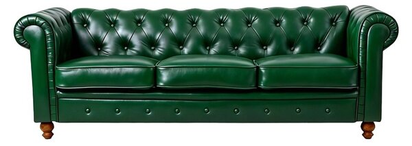 3-местен диван, стил „Честърфийлд“, Chesterfield, Pako, тъмнозелен, 203x67x84 см