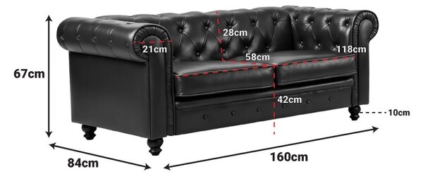 Двуместен диван в стил „Честърфийлд“, Chesterfield, Pako, тъмнозелен, 160x67x84 см