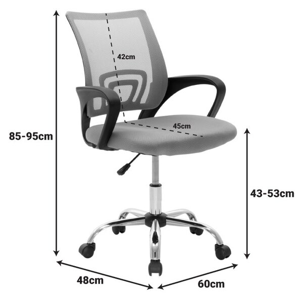 Офисен стол, Berto II, черен, 60x48x95 см