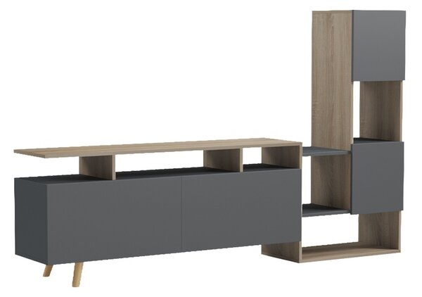 Comoda TV, Defry, Antracit, 177.5x31.5x110 cm