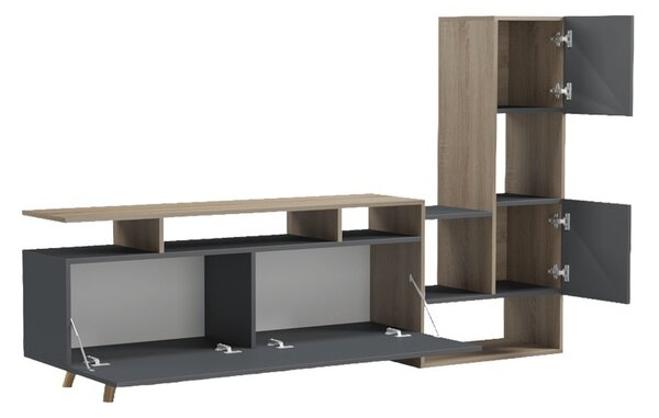 Comoda TV, Defry, Antracit, 177.5x31.5x110 cm