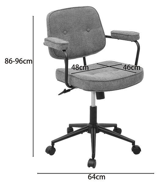 Scaun birou, Leberta, Antracit, 64x63.5x86 cm