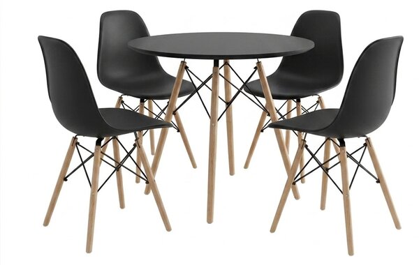 Set masa si scaune dining, 5 buc, Julita, Natural, 80x80x73 cm
