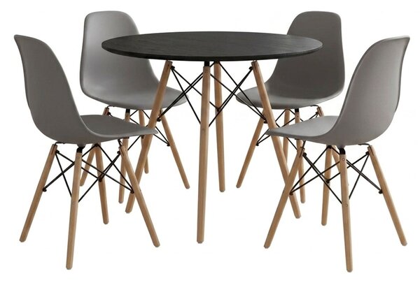 Set masa si scaune dining, 5 buc, Julita, Natural, 80x80x73 cm