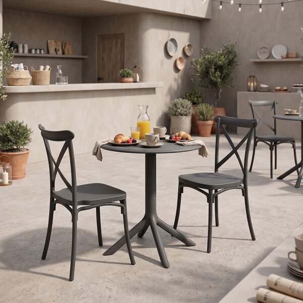Комплект мебели за трапезария от 3 части Mercon Crossie, антрацит, 60x60x75 см