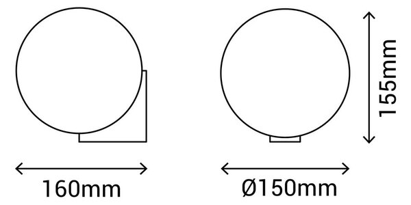 Стенна лампа в сребристо, ø 15 cm Obi - SULION