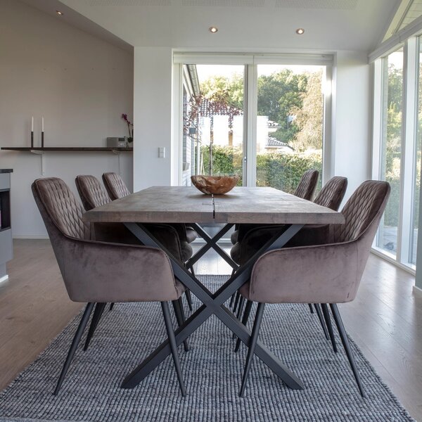 Set 7 piese Masa dining si scaune Toulon and Harbo, Bej, 200x95x87 cm