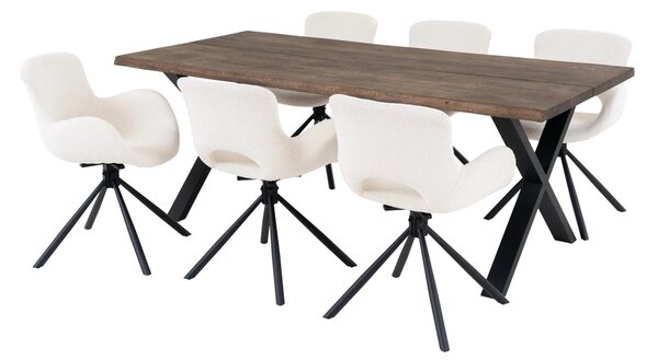 Set 7 piese Masa dining si scaune Toulon, Natural, 200x95x82.5 cm