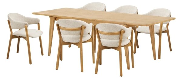 Set 7 piese Masa dining si scaune Darwin and Dunkirk, Natural, 59.5x75x80 cm