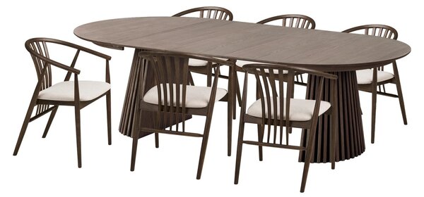 Set 7 piese Masa dining si scaune Osaka, Natural, 120x120x78 cm