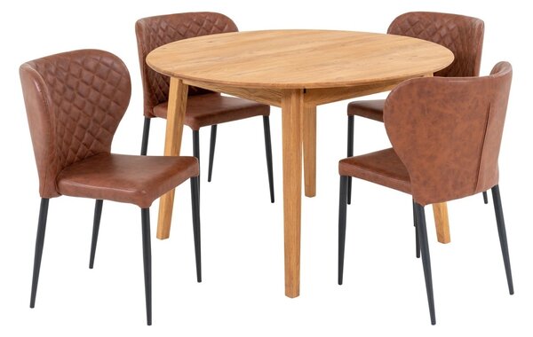 Set 5 piese Masa dining si scaune Metz, Natural, 158x118x83 cm