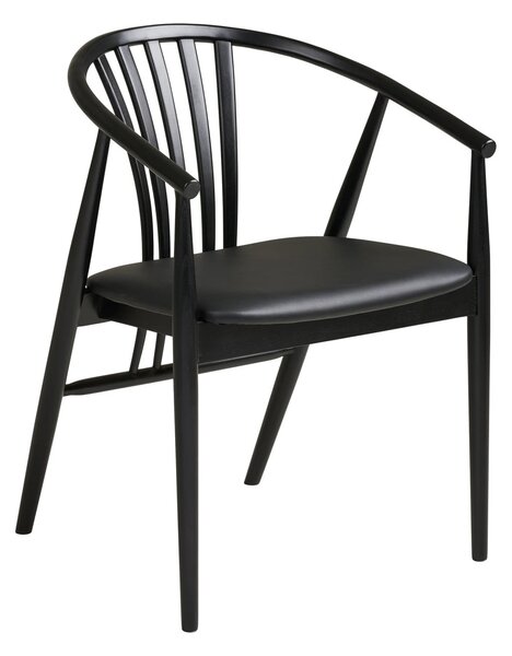 Set 5 piese Masa dining si scaune Osaka, Negru, 120x120x78 cm