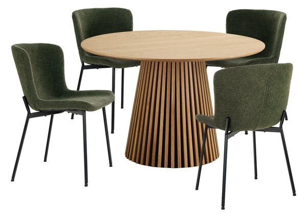 Set 5 piese Masa dining si scaune Osaka, Natural, 120x59x75 cm