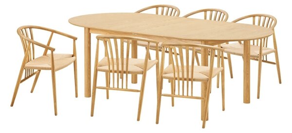 Set 7 piese Masa dining si scaune Bundaberg, Natural, 300x78 cm