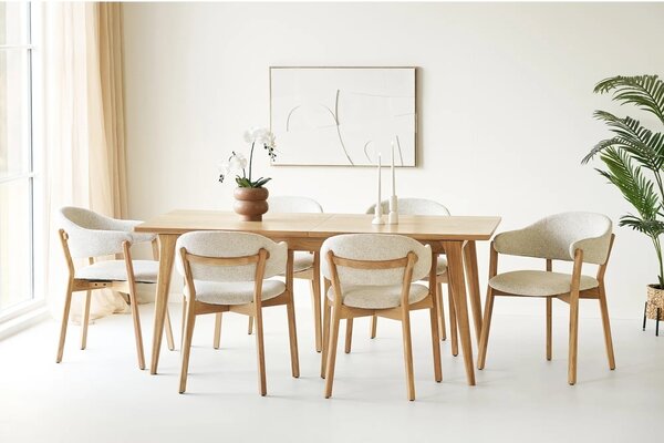 Set 7 piese Masa dining si scaune Darwin and Dunkirk, Natural, 59.5x75x80 cm